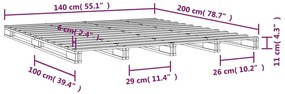 Cama de paletes 140x200 cm pinho maciço branco