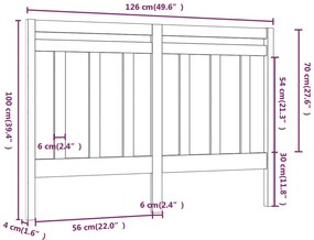 Cabeceira de cama 126x4x100 cm pinho maciço cinzento