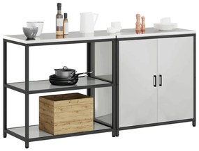 Conjunto de Armazenamento de Cozinha com prateleira 2 pcs Prata