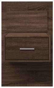 Mesa de cabeceira de parede com luzes LED carvalho castanho