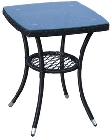 Conjunto de móveis de vime ao ar livre 1 Tabela 2 Cadeiras Estrutura Metálica Preta