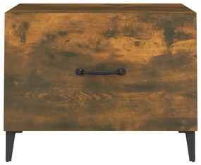 Mesas de centro com pernas de metal 2 pcs 50x50x40 cm fumado