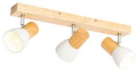 Candeeiro de teto de madeira com branco ajustável 3-luzes - Thorin Country / Rústico
