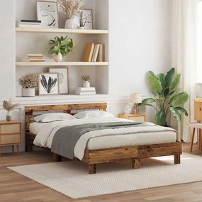 vidaXL Estrutura de Cama de Madeira Madeira Antiga Madeira Recuperada Sólida