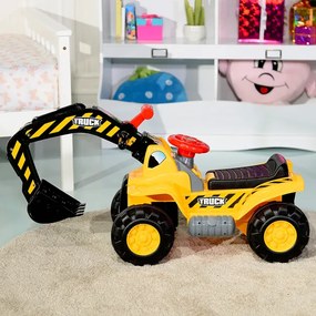 Brinquedo infantil escavadora andarilho com rodas de assento e dramatização de capacete 84 x 45 x 30 cm Amarelo