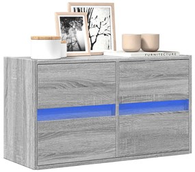 Móvel de parede p/ TV c/ luzes LED 80x31x45 cm cinzento sonoma