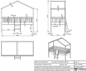 Cama infantil de Casa Alta DALLAS Com Escadas Branca