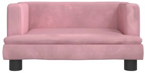 Sofá infantil 60x40x30 cm veludo rosa
