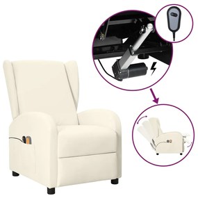 vidaXL Poltrona reclinável elétrica massagens couro artificial creme