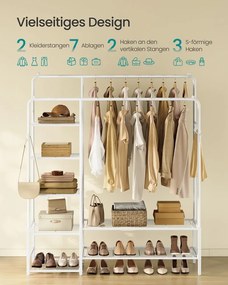 Guarda roupa aberto 45 x 115,8 x 172,8 cm com 7 prateleiras para quarto, branco