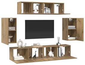 Conjunto de móvel de TV 6 pcs carvalho artisiano