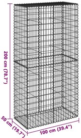 Cesto gabião com cobertura 100x50x200 cm ferro galvanizado
