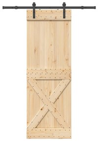 VidaXL Porta de correr com ferragens 80x210 cm madeira de pinho maciça