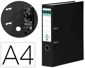 Pasta de Arquivo de Alavanca Elba Chic Cartão Forrado Pvc com Rado Din A4 Lombada de 80 mm Preto