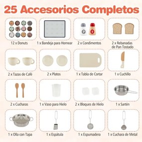 Cozinha de brincar em madeira para crianças 100 x 29,5 x 94 cm com luz, som e vários acessórios, forno micro-ondas e torneira para maiores de 3 anos R