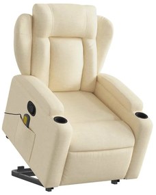 Poltrona elevatória de massagens tecido cor creme