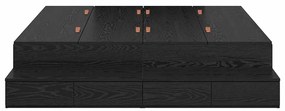 Cama de Armazenamento Preto Carvalho 135x190 cm