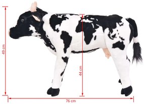 Brinquedo de montar vaca peluche preto e branco XXL