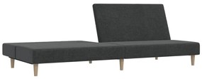 Sofá-cama de 2 lugares tecido cinzento-escuro