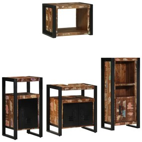 vidaXL Conjunto de Móveis para Banheiro com prateleira com armazenamento com porta 4 pcs