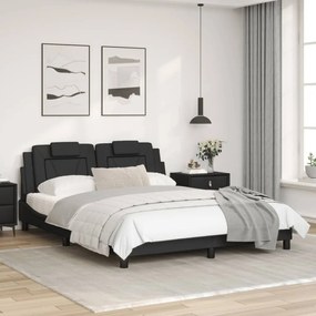 Estrutura cama c/ cabeceira 160x200 cm couro artificial preto