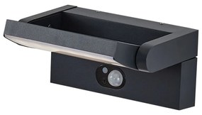 Candeeiro de parede exterior preto com LED IP54 e sensor de movimento solar - Judge Moderno