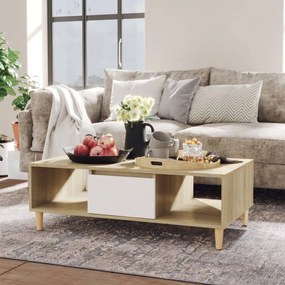 vidaXL Mesa de centro 103,5x60x35cm contraplac. branco/carvalho sonoma