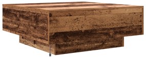 Mesa de Centro vidaXL com Luzes LED Madeira Antiga 80x80x31 cm