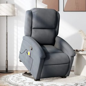 vidaXL Poltrona elevatória de massagens veludo cinza-escuro