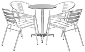 vidaXL 5 pcs conjunto de jantar para exterior alumínio prateado