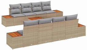 Conjunto de Sofás de Jardim vidaXL com Almofadas Bege Polirattan Acáci