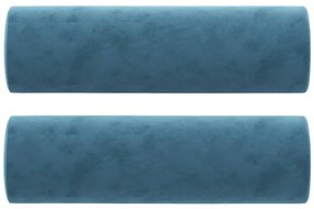 Sofá 2 lugares c/ almofadas decorativas 140 cm veludo azul