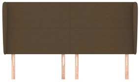 Cabeceira cama c/ abas tecido 183x23x118/128 cm castanho-escuro