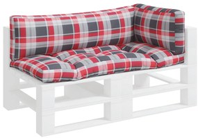 Almofadões para móveis de paletes 3 pcs tecido xadrez vermelho