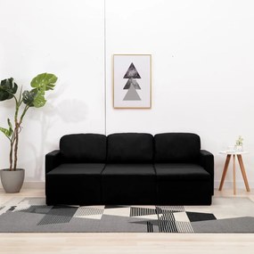 vidaXL Sofá-cama modular de 3 lugares tecido preto
