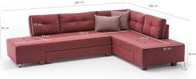 Sofá-cama de Canto Manama – Vermelho Claret – 280 x 85 x 206 cm