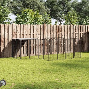 vidaXL Canil para cães 6,05 m² aço preto
