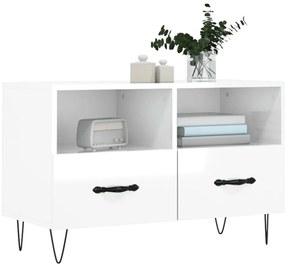 Móvel de TV 80x36x50 cm derivados de madeira branco brilhante