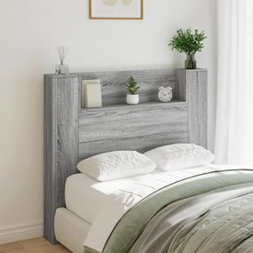 Armário de cabeceira c/ luzes LED 120x16,5x103,5cm cinza sonoma