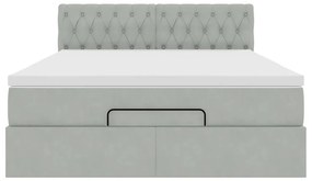 Estrutura de cama otomana com colchão 140x200 cm cinzento claro