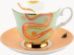 Chávena de chá e pires em porcelana fine bone china Snakey