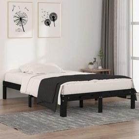 Estrutura cama pequena casal UK 120x190 cm pinho maciço preto