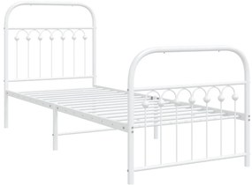 Estrutura de cama com cabeceira e pés 80x200 cm metal branco