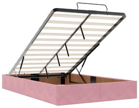 Estrutura de cama otomana com colchão 120x200 cm veludo rosa