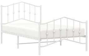 Estrutura de cama com cabeceira e pés 100x190 cm metal branco