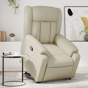 vidaXL Poltrona reclinável elevatória couro artificial cor creme