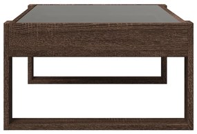 Mesa centro luzes LED Infinity 90x53x30 cm carvalho castanho