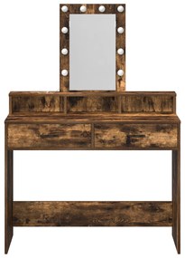 Mesa de Maquiagem vidaXL com Luzes LED Carvalho Fumado 100x41x140 cm