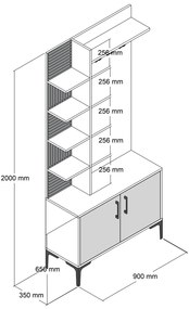 Cabide Viyana D – Branco – 90 cm x 200 cm x 35 cm