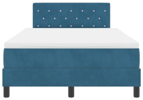 Cama Box Spring vidaXL com Colchão Azul Escuro 120x200 cm Veludo